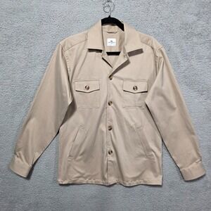 John Henric Beige Overshirt Jacket Style Long‎ Sleeve Pockets Size Medium